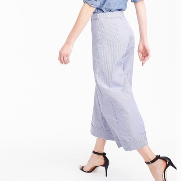 J. CREW Cuffed Wide Leg Crop Shirting Striped 4 - Picture 2 of 15